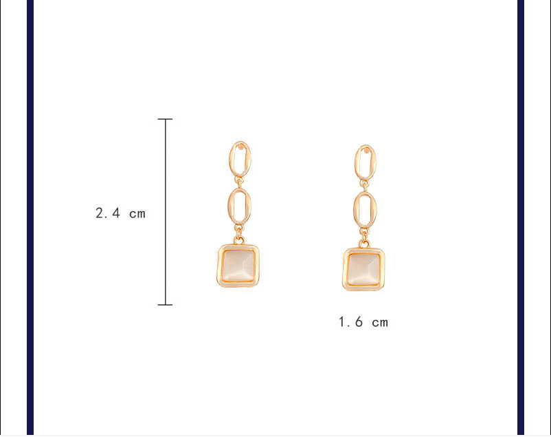 Korean Opal Earrings Female Geometric Tassel Long Earrings Personality Ear Hooks Wholesale display picture 9
