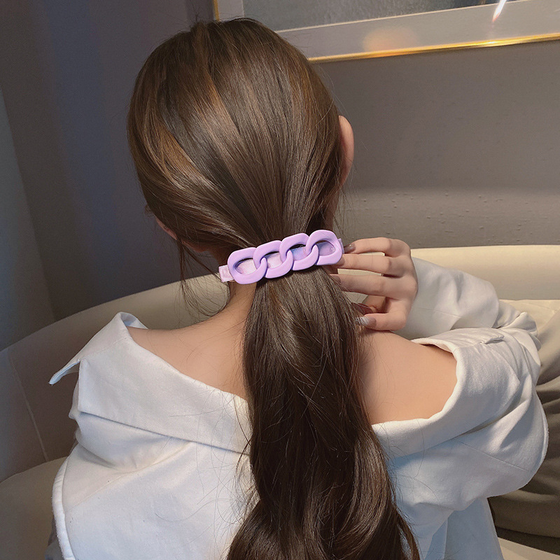 Korean Headdress Hair Card Morandi Color Chain Twist Hairpin Duckbill Clip display picture 3