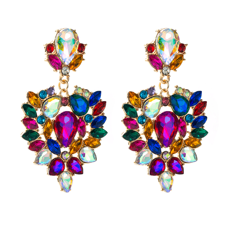 Fashion Alloy Color Rhinestone Full Diamond Geometric Earrings display picture 3