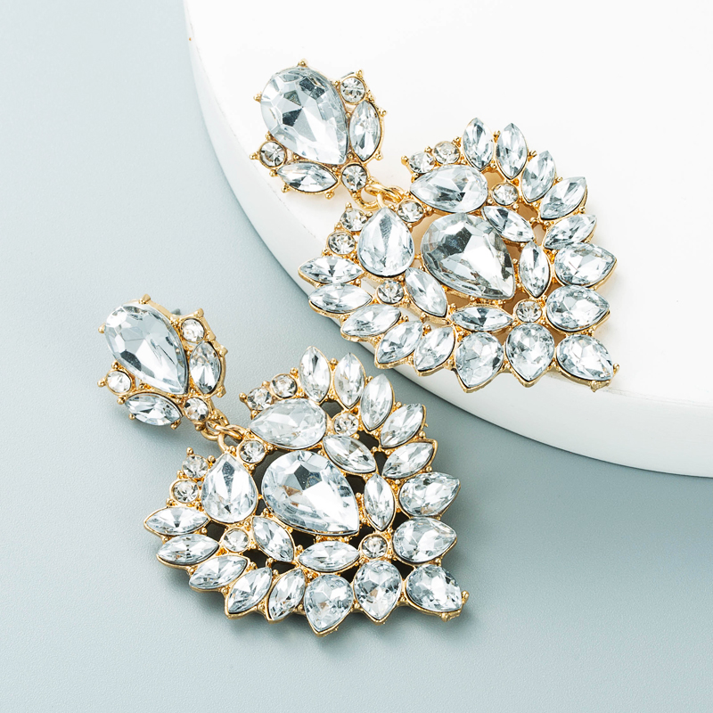Fashion Alloy Color Rhinestone Full Diamond Geometric Earrings display picture 4
