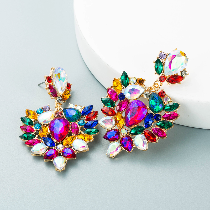 Fashion Alloy Color Rhinestone Full Diamond Geometric Earrings display picture 6