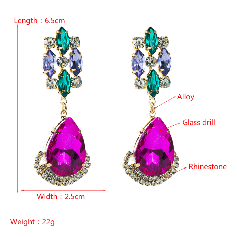 Fashion Multi-layer Color Rhinestone Drop-shaped Glass Diamond Earrings display picture 1
