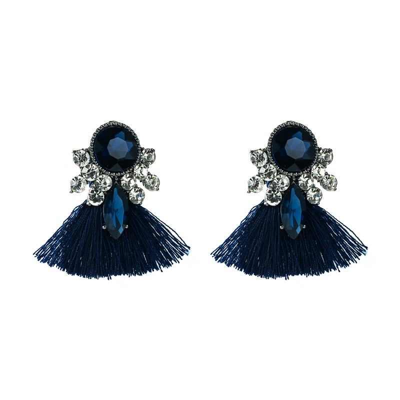 Rhinestone Long Tassel Earrings Fashion Diamond Gemstone Bohemian display picture 3