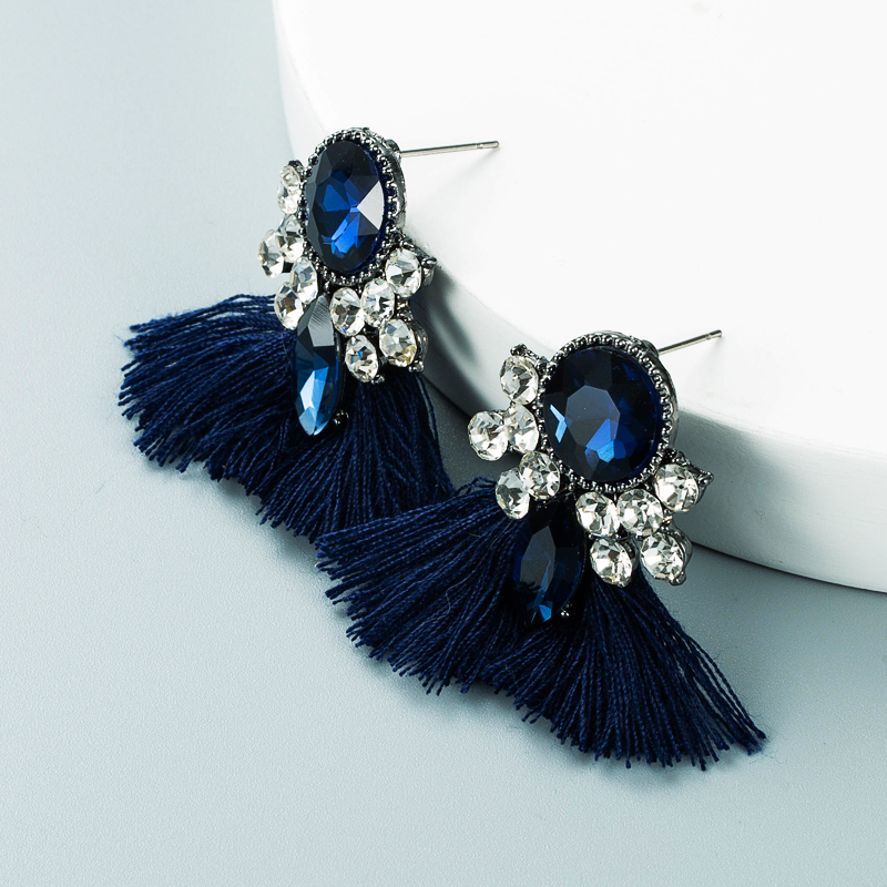 Rhinestone Long Tassel Earrings Fashion Diamond Gemstone Bohemian display picture 4