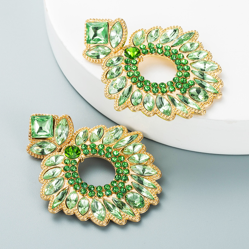 Fashion Temperament Geometric Flower Earrings Alloy Inlaid With Color Rhinestones display picture 8