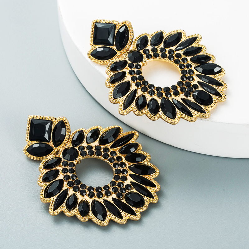 Fashion Temperament Geometric Flower Earrings Alloy Inlaid With Color Rhinestones display picture 10