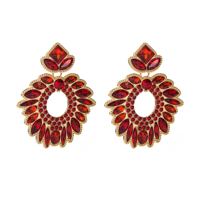Fashion Temperament Geometric Flower Earrings Alloy Inlaid With Color Rhinestones display picture 11