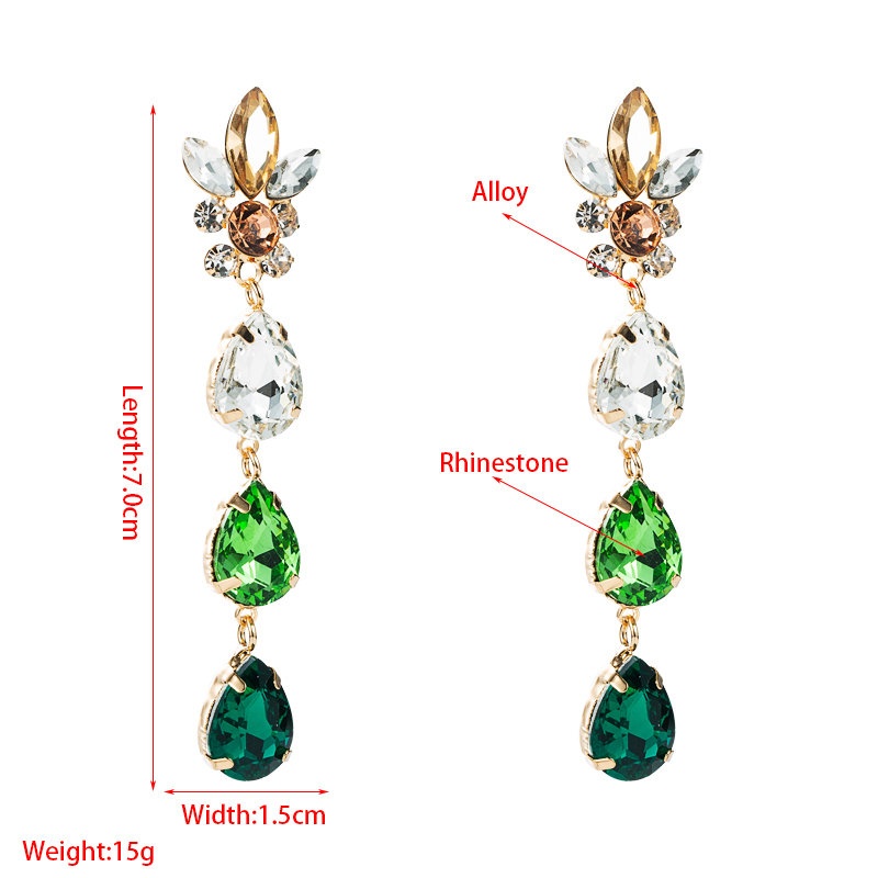 Simple Drop-shaped Glass Diamond Pendant Long Earrings display picture 1