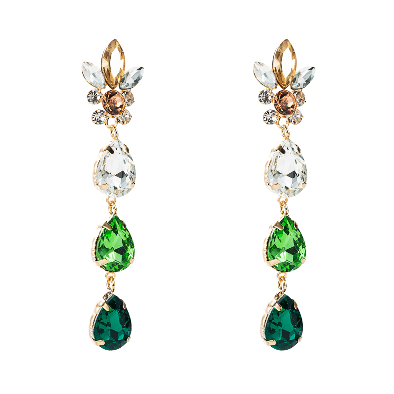 Pendientes Largos Con Colgante De Diamantes De Cristal En Forma De Gota Simple display picture 7