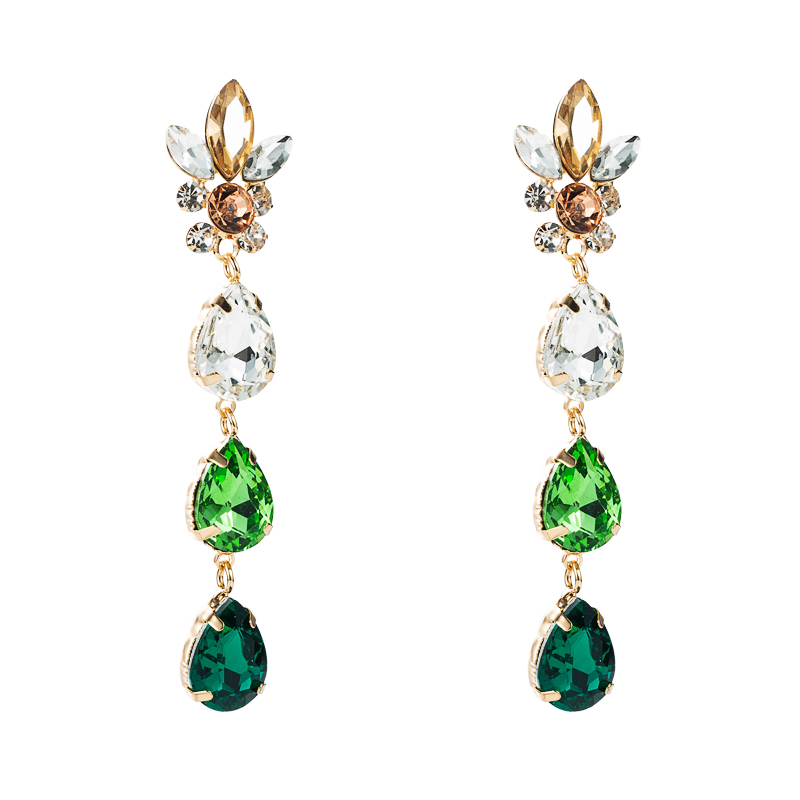 Simple Drop-shaped Glass Diamond Pendant Long Earrings display picture 7