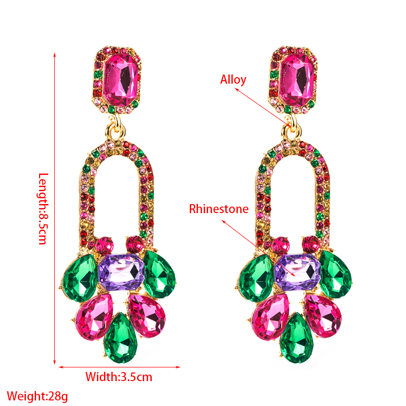Fashion Geometric Long Flower Earrings Personality Exaggerated Alloy Diamond Earrings display picture 1