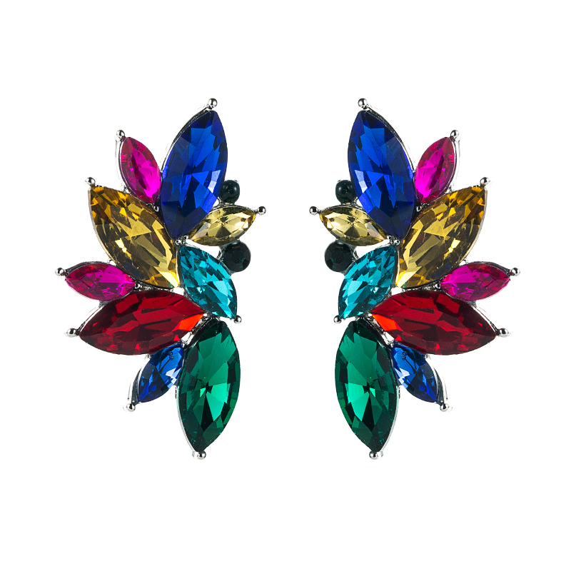 Geometric Flower Alloy Diamond-studded Rhinestone Full Diamond Earrings display picture 13