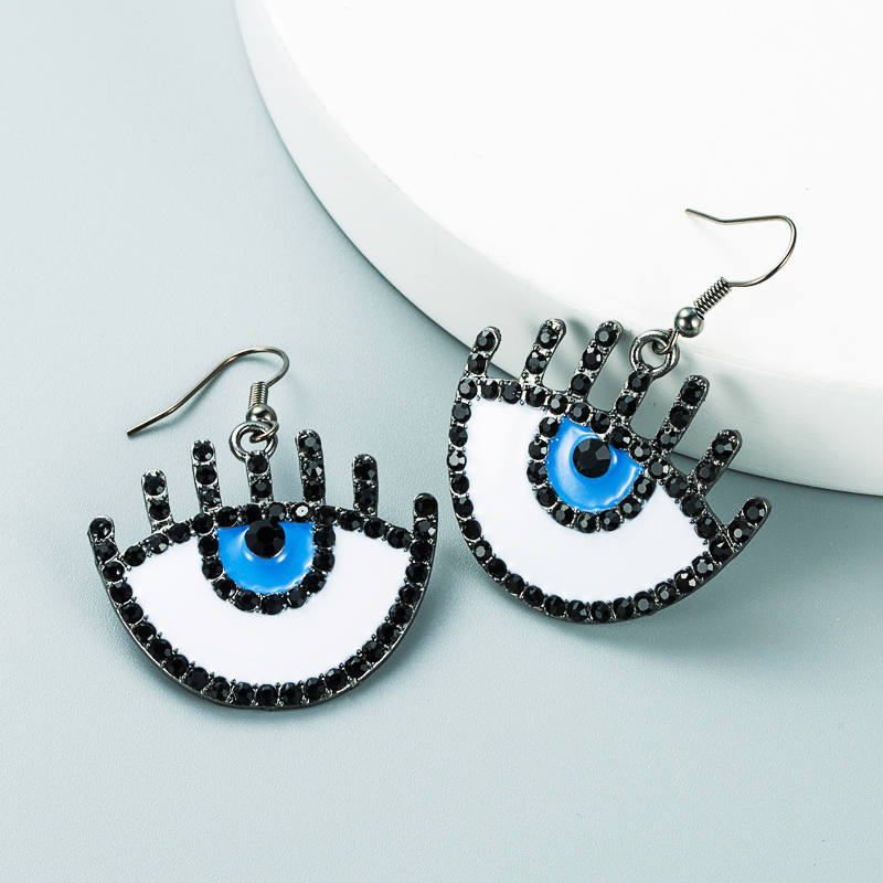 Creative Fashion Alloy Drop Oil Diamond Eyes Earrings display picture 3