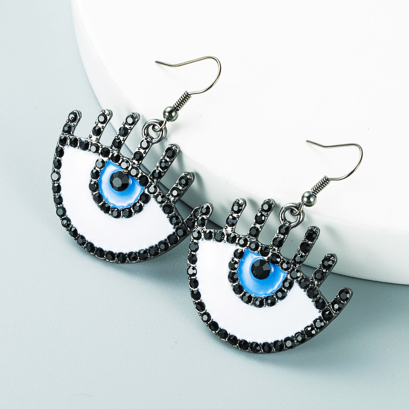 Creative Fashion Alloy Drop Oil Diamond Eyes Earrings display picture 5
