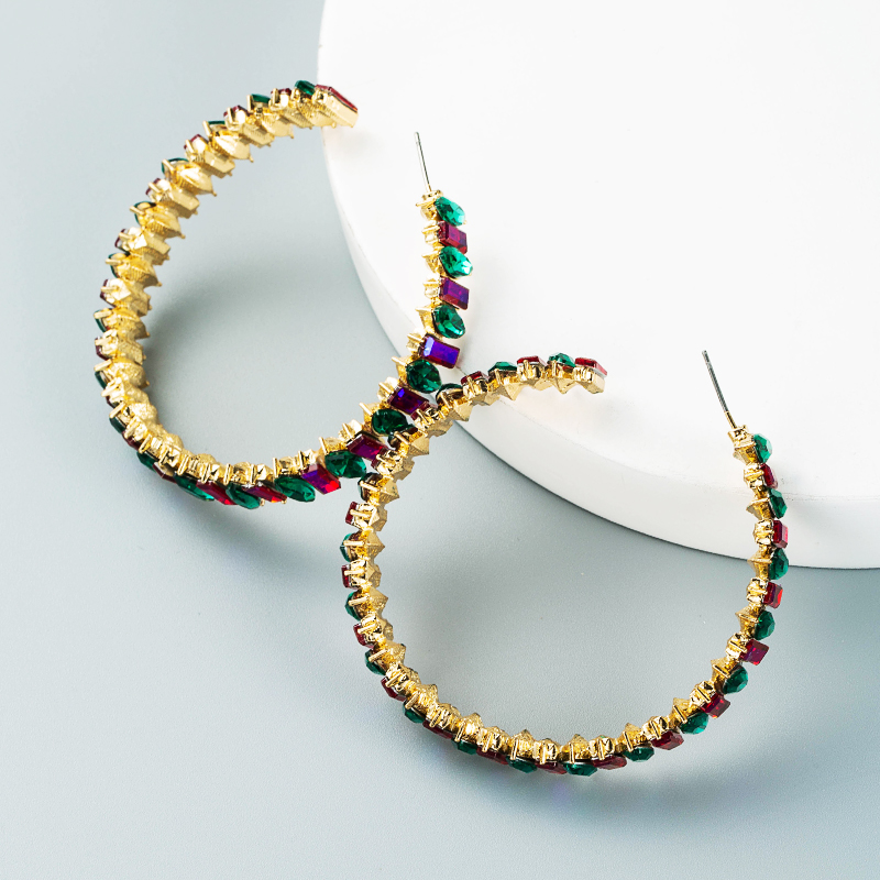 Übertriebene Kreative Legierung C-förmige Ohrringe Farbe Diamantohrringe display picture 4