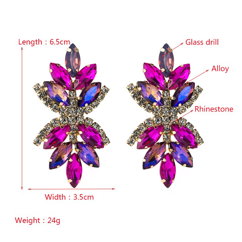 Retro Multi-layer Alloy Diamond Colored Rhinestone Flower Earrings display picture 1