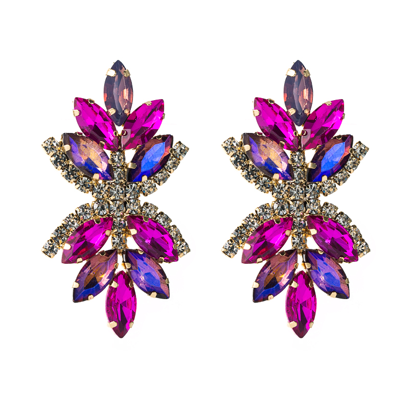Retro Multi-layer Alloy Diamond Colored Rhinestone Flower Earrings display picture 3