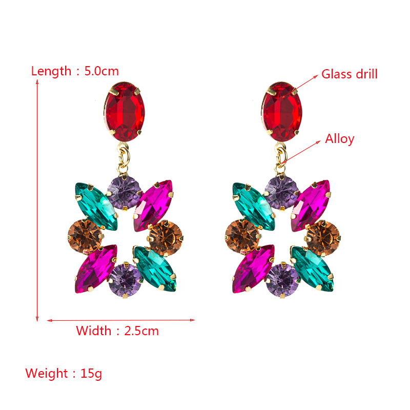 Fashion Exaggerated Earrings Alloy Diamond Colored Rhinestone Full Diamond Earrings display picture 1