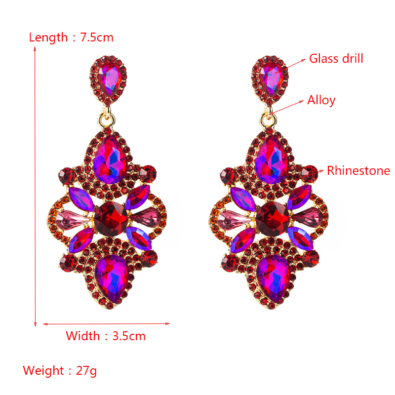 Retro Style Alloy Inlaid Color Rhinestone Glass Diamond Earrings Fashion Personality Earrings display picture 1