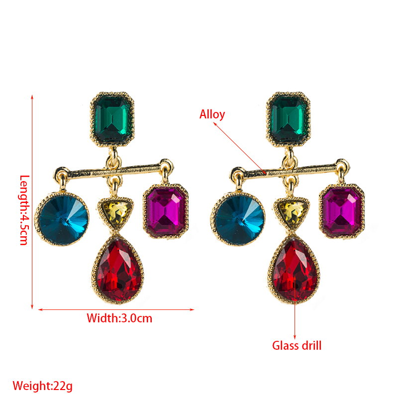 Retro Simple Baroque Cross Tassel Pendant Earrings Geometric Glass Diamond Earrings display picture 1