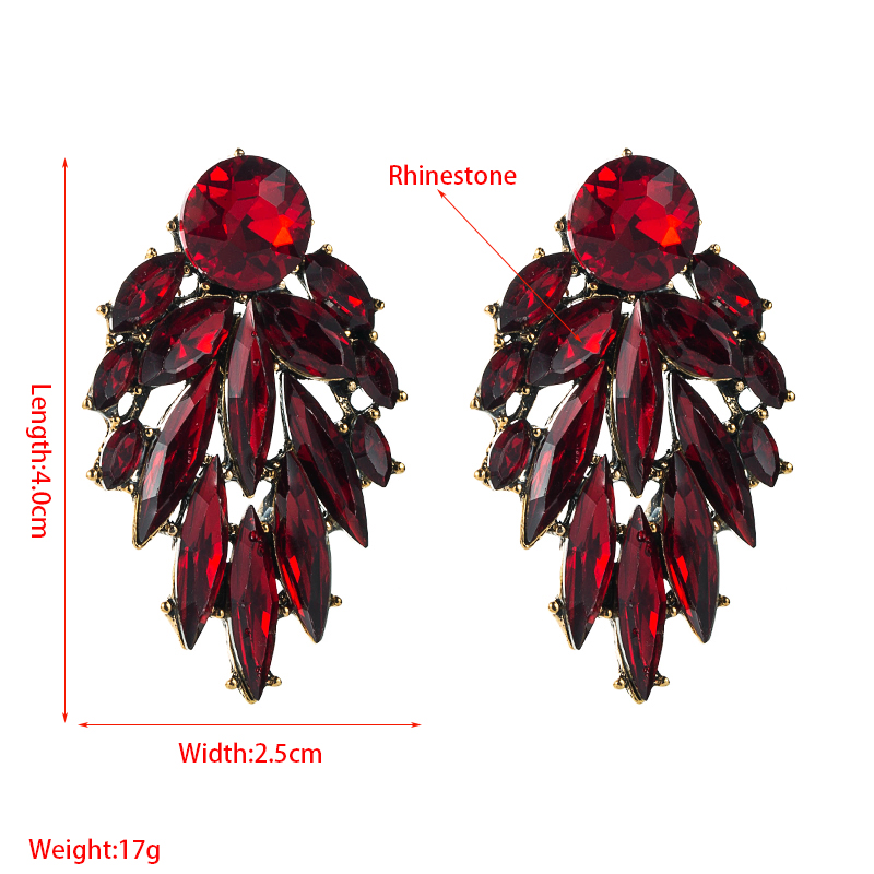 Fashion Color Rhinestone Series Alloy Leaf Shape Earrings display picture 1