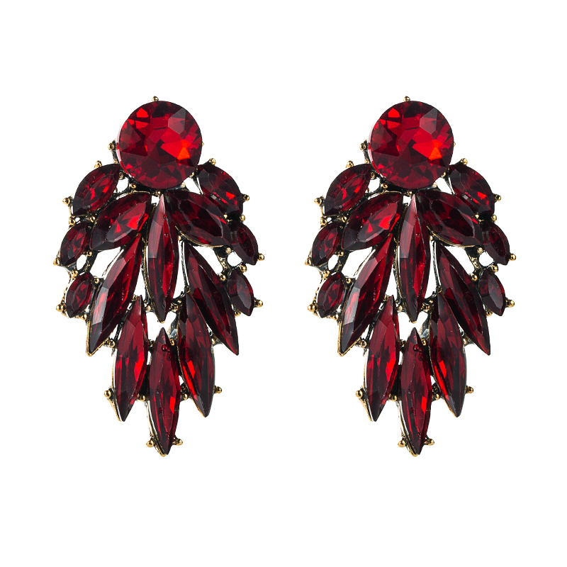 Fashion Color Rhinestone Series Alloy Leaf Shape Earrings display picture 9