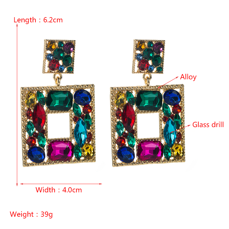 Baroque Style Alloy Glass Diamond Color Geometric Earrings display picture 1