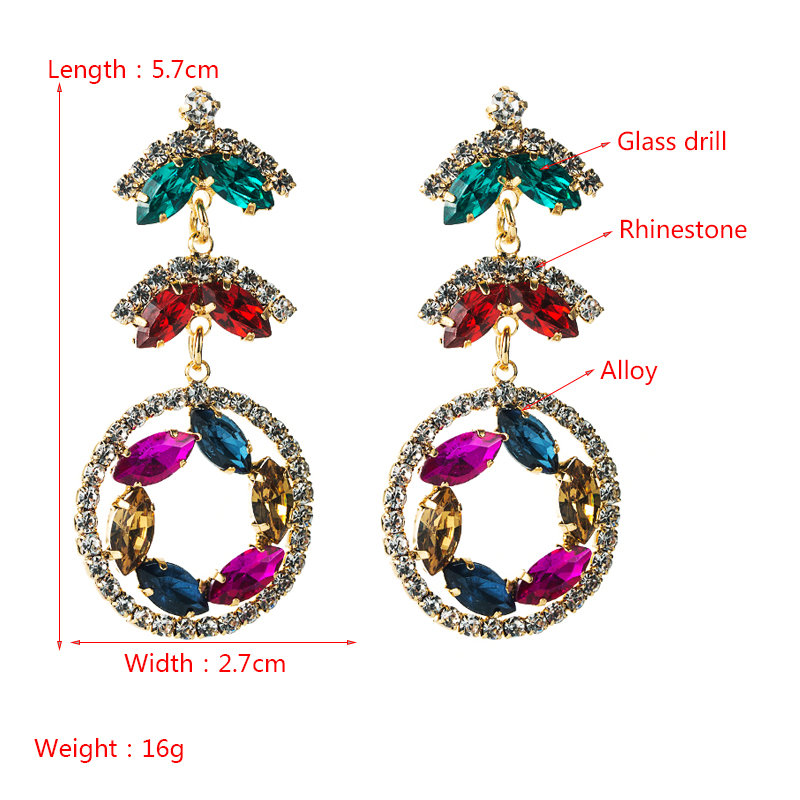 Fashion Creative Multi-layer Alloy Diamond-studded Rhinestone Color Flower Earrings display picture 1