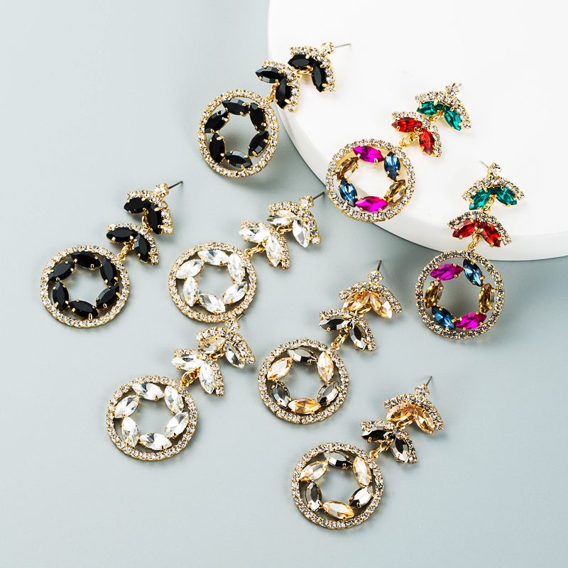 Fashion Creative Multi-layer Alloy Diamond-studded Rhinestone Color Flower Earrings display picture 2