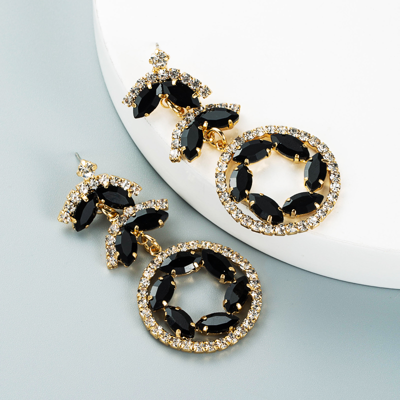 Fashion Creative Multi-layer Alloy Diamond-studded Rhinestone Color Flower Earrings display picture 6