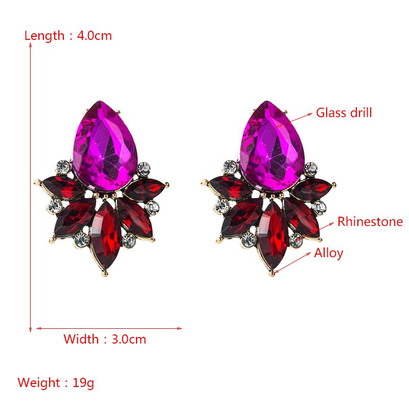 Exaggerated Personality Drop-shaped Colored Glass Diamond Alloy Diamond Earrings display picture 1