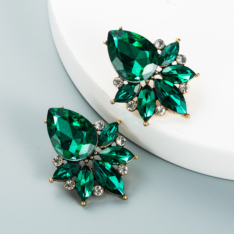 Exaggerated Personality Drop-shaped Colored Glass Diamond Alloy Diamond Earrings display picture 8