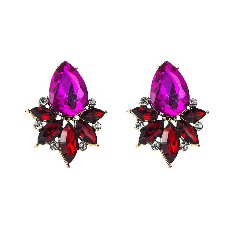 Exaggerated Personality Drop-shaped Colored Glass Diamond Alloy Diamond Earrings display picture 9
