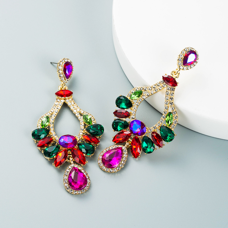 Creative Alloy Inlaid Colorful Diamond Geometric Earrings display picture 3