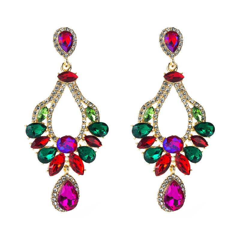 Creative Alloy Inlaid Colorful Diamond Geometric Earrings display picture 8