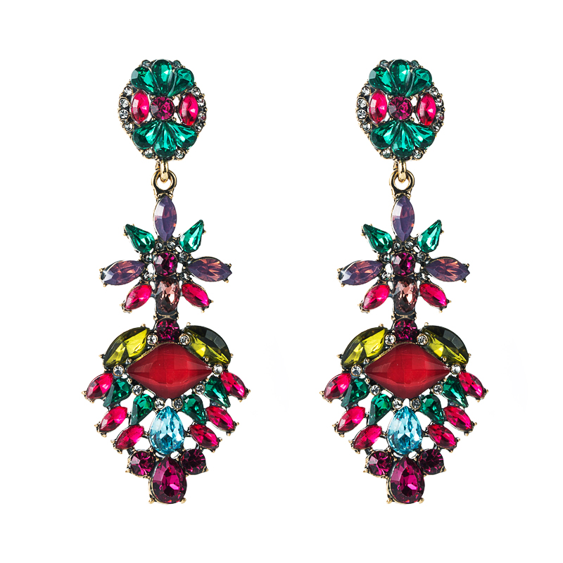 Fashion Colored Diamond Earrings Creative Bohemian Ethnic Style Jewelry Wholesale display picture 7