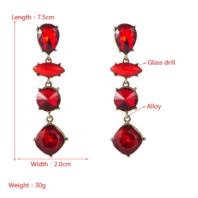 Fashion Drop-shaped Diamond Earrings Multi-layer Boho Style Colored Glass Diamond Earrings display picture 1