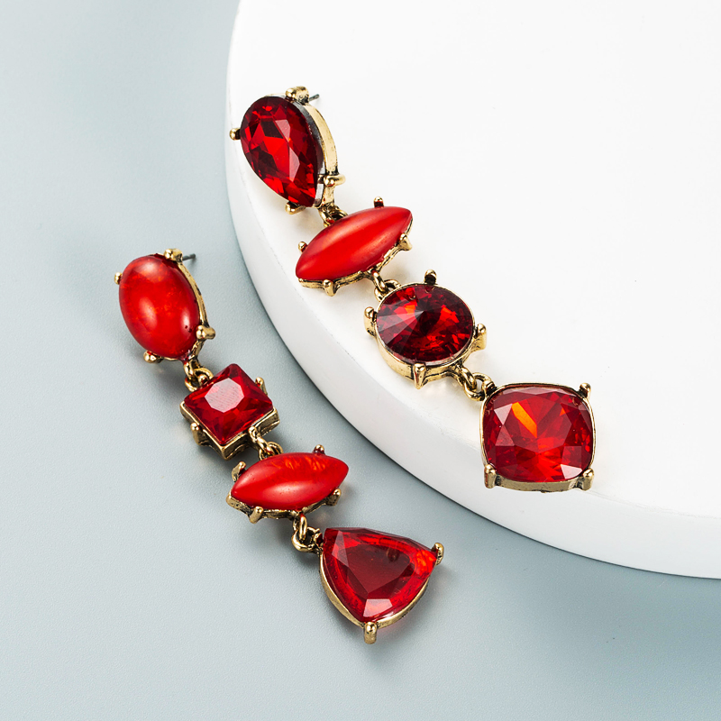 Fashion Drop-shaped Diamond Earrings Multi-layer Boho Style Colored Glass Diamond Earrings display picture 7