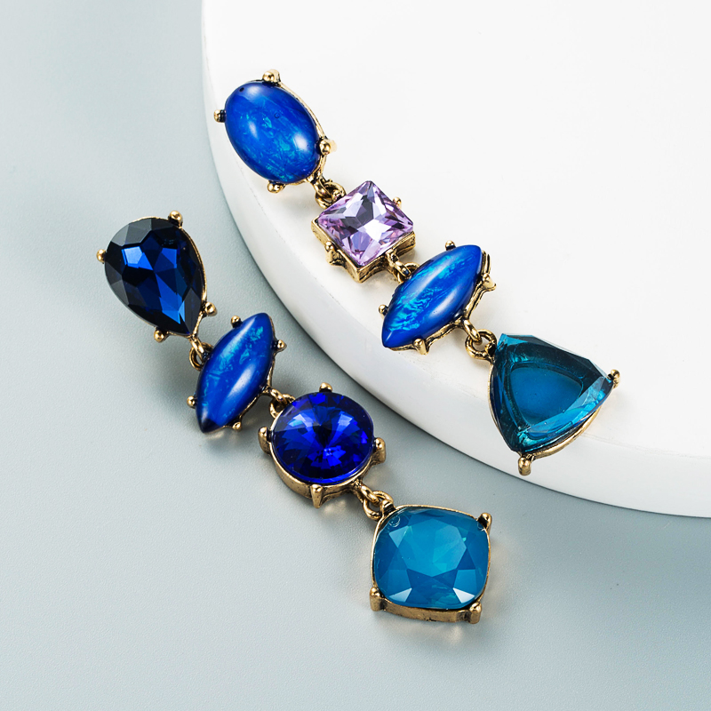 Fashion Drop-shaped Diamond Earrings Multi-layer Boho Style Colored Glass Diamond Earrings display picture 8