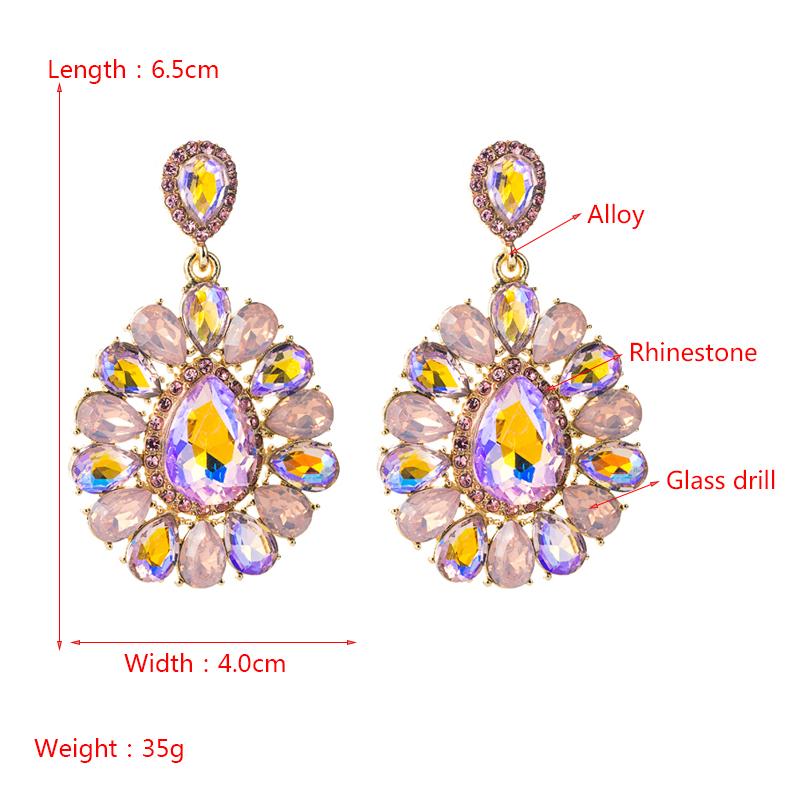 Fashion Diamond Drop-shaped Colored Glass Diamond Earrings Ear Jewelry display picture 1