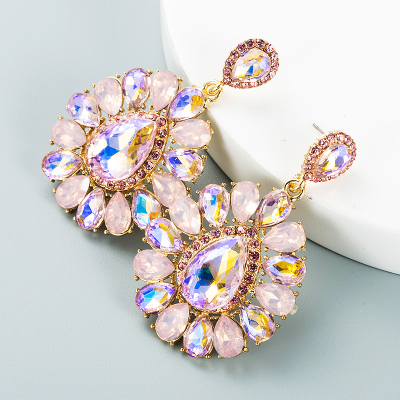 Fashion Diamond Drop-shaped Colored Glass Diamond Earrings Ear Jewelry display picture 3