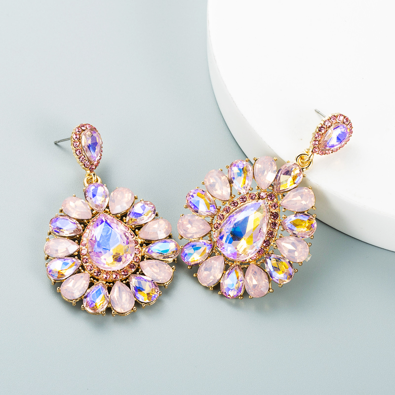 Fashion Diamond Drop-shaped Colored Glass Diamond Earrings Ear Jewelry display picture 4