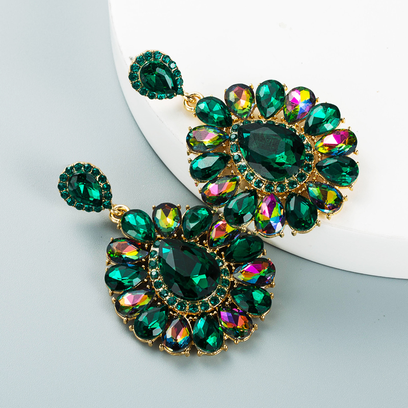 Fashion Diamond Drop-shaped Colored Glass Diamond Earrings Ear Jewelry display picture 5
