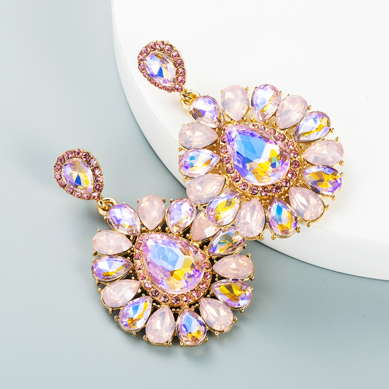 Fashion Diamond Drop-shaped Colored Glass Diamond Earrings Ear Jewelry display picture 6