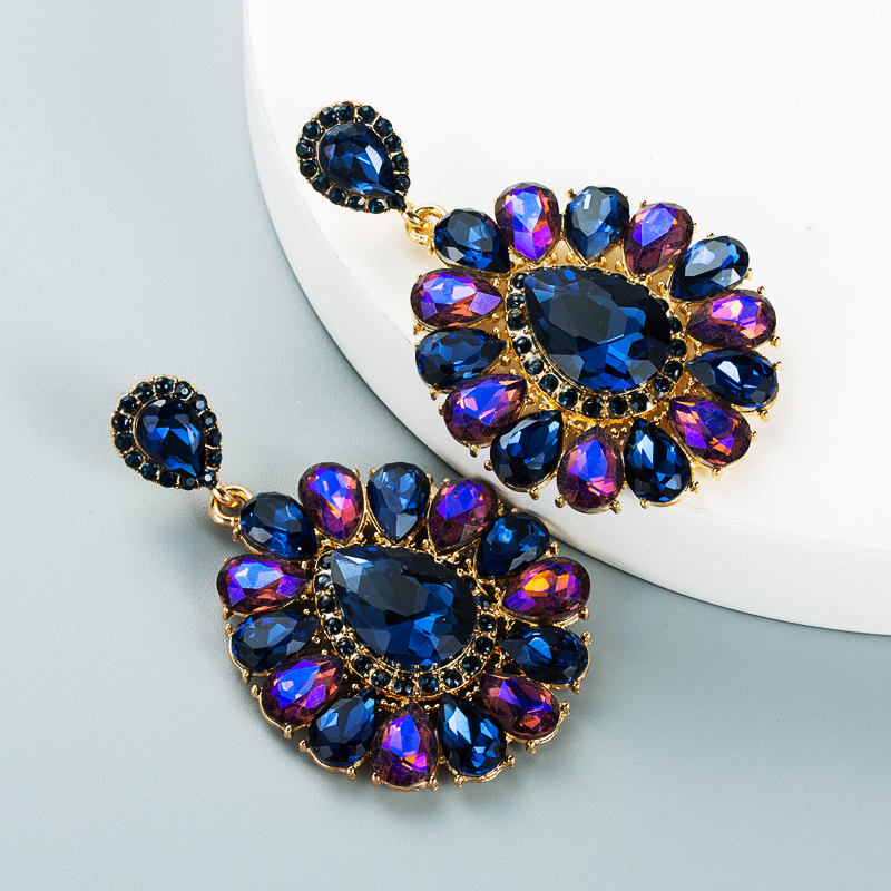 Fashion Diamond Drop-shaped Colored Glass Diamond Earrings Ear Jewelry display picture 7