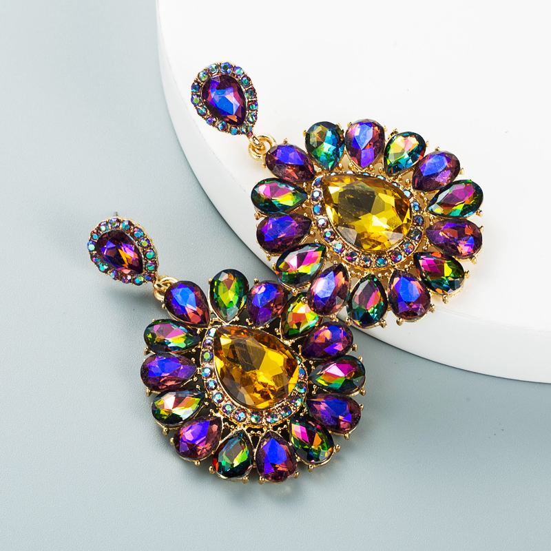 Fashion Diamond Drop-shaped Colored Glass Diamond Earrings Ear Jewelry display picture 8