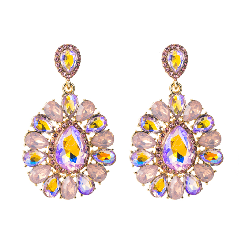 Fashion Diamond Drop-shaped Colored Glass Diamond Earrings Ear Jewelry display picture 9