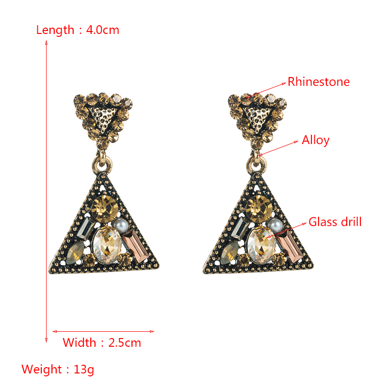 Creative Multi-layer Triangle Alloy Diamond-studded Geometric Earrings display picture 1