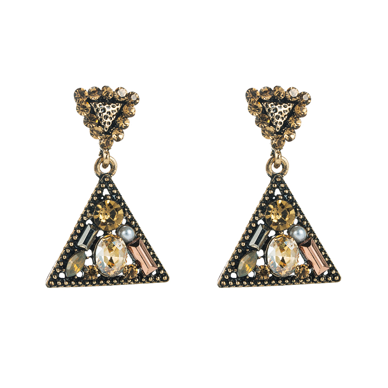 Creative Multi-layer Triangle Alloy Diamond-studded Geometric Earrings display picture 7