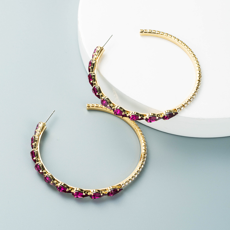 Fashion Alloy Diamond Drop-shaped Rhinestone Large C-shaped Earrings display picture 5